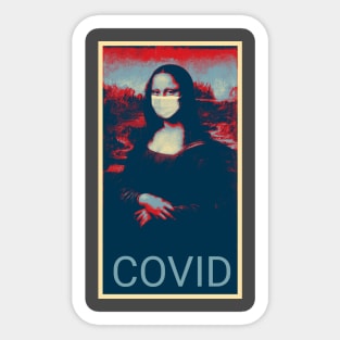 Covid-19 Coronavirus Mona Lisa with face mask - Shepard Fairey style Sticker